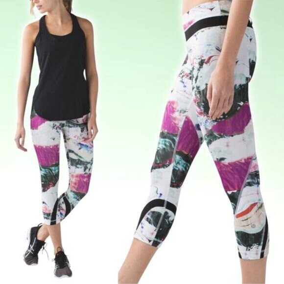 LULULEMON Run: Inspire Crop II All Full-On Luxtreme Size 6 Pigment Wave Multi - Picture 1 of 10